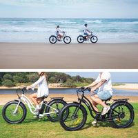 VALK Electric Fat Tyre Cruiser Bike, Step-Through eBike with Throttle, Tektro Hydraulic Brakes, Matte Black