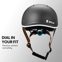 Valk Retro Bike Helmet, 56-61cm S, M, L Universal Dial Fit System, Jet Black