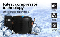 GECKO 57L Portable Camping Bar Fridge with Freezer 12V/24V, Black