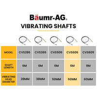 BAUMR-AG CVS606 6 Metre x 60mm Concrete Vibrating Shaft, Australian Standard 3-Claw Drive Coupler