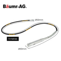 BAUMR-AG CVS609 9 Metre x 60mm Concrete Vibrating Shaft, Australian Standard 3-Claw Drive Coupler