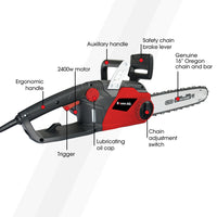 BAUMR-AG 2400W Electric Chainsaw, 16 Inch Oregon Bar and Chain