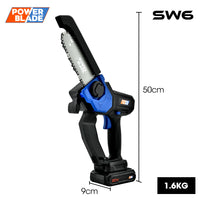 POWERBLADE SW6 20V Cordless Mini Chainsaw Kit, Electric Tree Pruner with Battery & Fast Charger