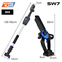 POWERBLADE SW7 20V Cordless Convertible Mini Chainsaw Pole Saw Kit, Telescopic Electric Tree Pruner with Lithium Battery & Fast Charger