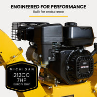 MICHIGAN 7HP 212cc Petrol Wood Chipper, Tree Mulcher - Raptor 1100