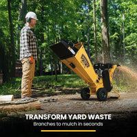 MICHIGAN 7HP 212cc Petrol Wood Chipper, Tree Mulcher - Raptor 1100