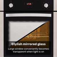 EuroChef 60cm Stainless Built-in 70L Grill 8 Function Fan Forced Electric Wall Oven