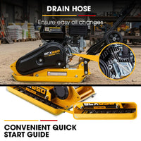 BAUMR-AG 60kg 370x510mm 6.5HP Plate Compactor, Paver Pad, Transport Wheels