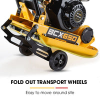 BAUMR-AG 60kg 370x510mm 6.5HP Plate Compactor, Paver Pad, Transport Wheels