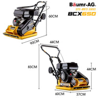 BAUMR-AG 60kg 370x510mm 6.5HP Plate Compactor, Paver Pad, Transport Wheels