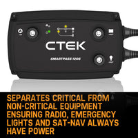 CTEK SMARTPASS 120S Power Management System 120A, with Battery Starter Function, for Starter and Service Batteries, Smart Alternator Compatible