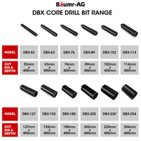 Baumr-AG 180 x 400mm Diamond Core Drill Bit DBX Series, Industrial 1.1/4-UNC