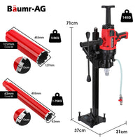 BAUMR-AG 2000W 160mm Handheld Core Drill w/Stand,63mm & 127mm Drill Bit Combo, for Concrete Coring Hole Drilling