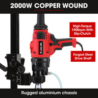 BAUMR-AG 2000W 160mm Handheld Core Drill w/Stand,63mm & 127mm Drill Bit Combo, for Concrete Coring Hole Drilling