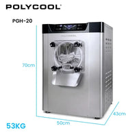 POLYCOOL Commercial 4L Benchtop Hard Ice Cream and Gelato Machine, 16L/hr output, 1400W, Stainless Steel, Digital Control Panel