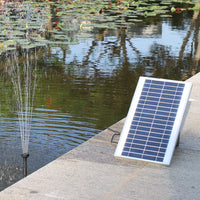 Protege Hi-Flow Water Feature Fountain Pond Pump, w/ Solar Panel, Lithium Battery, Remote Control, Nozzle kit