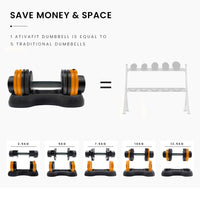 ATIVAFIT 2x Adjustable Dumbbell Set Weights Dumbbells Home Gym Interchangeable