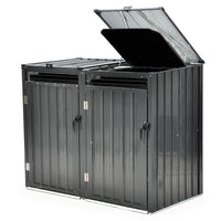 PLANTCRAFT Double Steel Wheelie Garbage Bin Storage Shed, Enclosure with 2 Opening Doors