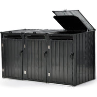 PLANTCRAFT Triple Steel Wheelie Garbage Bin Storage Shed, Enclosure with 3 Opening Doors