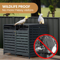 PlantCraft Double Wood Wheelie Bins Storage Shed, 2 Door Garbage Rubbish Bin Enclosure