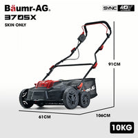 BAUMR-AG 370SX 40V SYNC Cordless Lawn Aerator & Scarifier, Skin Only, Brushless, Scarifying Blade and Dethatcher Rake Cartridges, 4 Depths