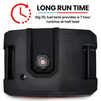 GENPOWER 6.2kW Peak 6.0kW Inverter Generator, Push Button & Remote Start, 15L Tank, Portable w/ Wheels, Camping, Backup