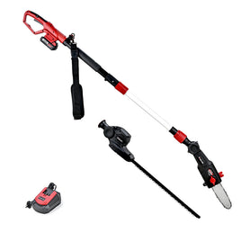 BAUMR-AG 20V SYNC Cordless Pole Saw & Hedge Trimmer Combo, 8 inch Chainsaw Pruner, Telescopic Handle, with Battery and Charger Kit