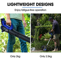 POWERBLADE 20V Leaf Blower & Line Trimmer / Edger Combo, Kit with 4.0Ah Battery & Fast Charger