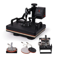 THERMOMATE 38x29cm 5in1 Swing Away Heat Press Machine, Includes T-Shirt, Mug, Cap, Plate Presses