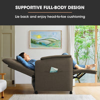 FORTIA Electric Armchair Recliner, Single Fabric Chair, Biege