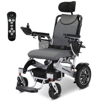 EQUIPMED Power Electric Wheelchair, Long Range, Alloy, Remote Control, Lithium Battery, Black/Silver