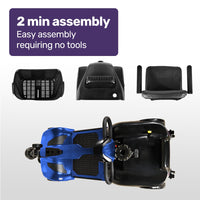 EQUIPMED FreeLite+ Mid-Sized Electric Foldable Mobility Scooter, Lithium Battery, Long Range and Easy Charging, Blue