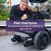 EQUIPMED FreeLite+ Mid-Sized Electric Foldable Mobility Scooter, Lithium Battery, Long Range and Easy Charging, Blue