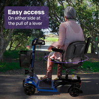 EQUIPMED FreeLite+ Mid-Sized Electric Foldable Mobility Scooter, Lithium Battery, Long Range and Easy Charging, Blue