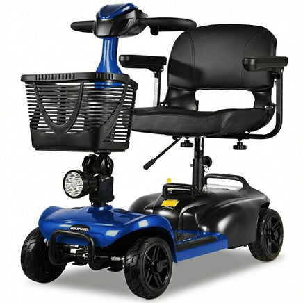 EQUIPMED FreeLite+ Mid-Sized Electric Foldable Mobility Scooter, Lithium Battery, Long Range and Easy Charging, Blue