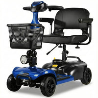 EQUIPMED FreeLite+ Mid-Sized Electric Foldable Mobility Scooter, Lithium Battery, Long Range and Easy Charging, Blue