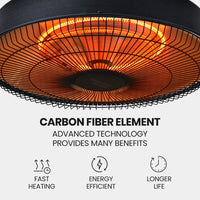 THERMOMATE 1500W Hanging Outdoor Electric Patio Heater, Radiant Carbon Fiber Element, with Remote Control