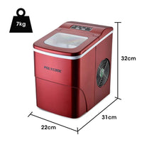 POLYCOOL 2L Portable Ice Cube Maker Machine Automatic with Control Panel, Red