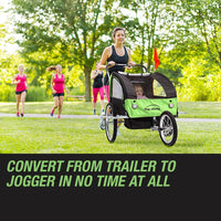 Tag-along Kids Bike Trailer Bicycle Pram Stroller Children Jogger Green