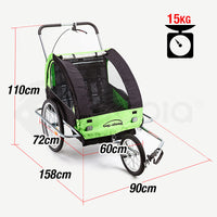 Tag-along Kids Bike Trailer Bicycle Pram Stroller Children Jogger Green