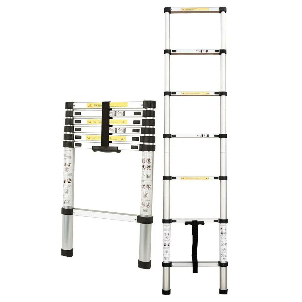 Bullet 2m Telescopic Aluminium Ladder Alloy Extension Extendable Steps ...