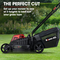 BAUMR-AG 450CX 40V SYNC Cordless Lawn Mower Kit, Fast Charger, 2 x 4Ah Battery, 320mm Grass Cutting Path
