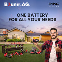 BAUMR-AG 520CX 40V SYNC 17" Cordless Lawn Mower Kit, Fast Charger, 2 x 4Ah Battery, 5 Cutting Heights, Adjustable Ergonomic Handle, Mulching Option