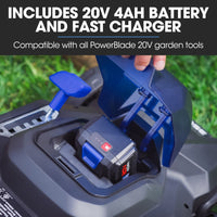 POWERBLADE 350CX 20V 13" Cordless Lawn Mower Kit, Fast Charger, 4Ah Battery, 5 Height, Brushless Electric, 330mm Cutting Path