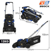 POWERBLADE 350CX 20V 13" Cordless Lawn Mower Kit, Fast Charger, 4Ah Battery, 5 Height, Brushless Electric, 330mm Cutting Path