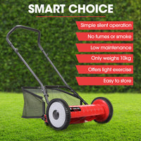 BAUMR-AG 400MX 16" Manual Reel Push Lawn Mower, w/ Catcher, 5 Height Settings