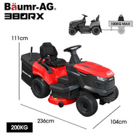 BAUMR-AG 38" Ride On Mower Tractor, Electric Start, 14hp 452cc, Hydrostatic, 100kg Towing, 7 Cut Heights