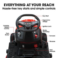 BAUMR-AG 38" Ride On Mower Lawn Tractor, Side Discharge or Mulch, Electric Start, 14hp 452cc, Hydrostatic, 100kg Towing, 7 Cut Heights