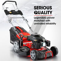 BAUMR-AG 18" 224cc Electric Start Self Propelled Lawn Mower, 7 Height, Steel Deck, 6HP, 4-Stroke Petrol Lawnmower - 790SXe