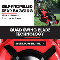 BAUMR-AG 18" 224cc Electric Start Self Propelled Lawn Mower, 7 Height, Steel Deck, 6HP, 4-Stroke Petrol Lawnmower - 790SXe